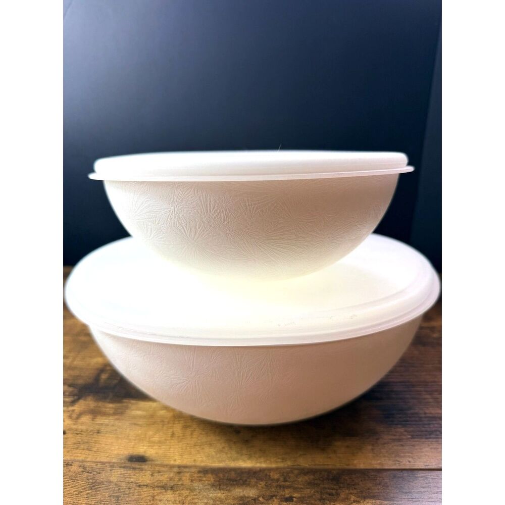 Aladdin Everyday Collection White Frosted Plastic Nesting Bowls Set 2 With Lids